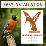 6 Pcs Hummingbirds Fence Decor, Outdoor Garden Metal Bird Decoration, Metal Art Ornament for Yard, Double-Side Design