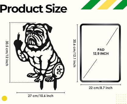 DS. DISTINCTIVE STYLE Bulldog Decor Funny Middle Finger Bulldog Statue Metal Black Dog Yard Art for Outdoor Garden, Patio, Pathway