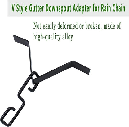 Rain Chain Gutters Adapter Clip for Garden V Style Copper Hook Hanger Gutter Clip for Rain Chain Installation kit Iron Connector for Rain Chimes Downspout Outside Hardware