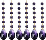 PATIKIL Teardrop Crystal Chandelier Pendants Beads, 6 Pack 160mm Length 38mm Chandelier Prisms Parts Ornaments Hanging Beads for DIY Arts Crafts Decoration, Dark Purple