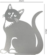 Metal Cat Decoration, Silver Garden Ornaments Silhouette Simulation Figurine Home Decor Rustic Outdoor Patio Yard Adornment Metal Cat Statues