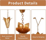 TZSSP Rain Chains Decorative Rain Chain Bell with 12 Cups, Rain Chain for Home Garden Patio Outdoor Decor,8-1/2 Length,102 Inch