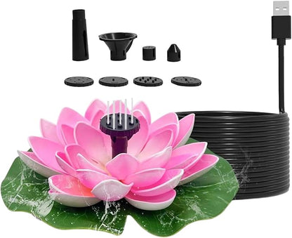 Solar Water Fountain - Garden Decor Solar Bird Fountain,Led Powered Ponds, Led Pond Pump Bird Bath, Lily Outdoor Ponds with 8 Nozzles, Water Pump for Outside Pond and Backyard
