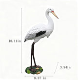 Garden Elegance White Crane Garden Statue, 18.11-Inch Resin Bird Sculpture, Long-Legged Decorative Ornament for Outdoor Pond, Yard and Lawn