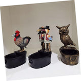 Happyyami Owl Fountain Statue for Garden Iron Outdoor Decorative Sculpture Fountain Nozzle Rustic Patio Ornament for Courtyard and Deck
