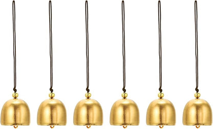 PATIKIL 6 Pcs Wind Chime, Hanging Bells Temple Bells Retro Outdoor Hanging Metal Chinese Wind Chime Round for Outside Garden Camping, Gold Brown