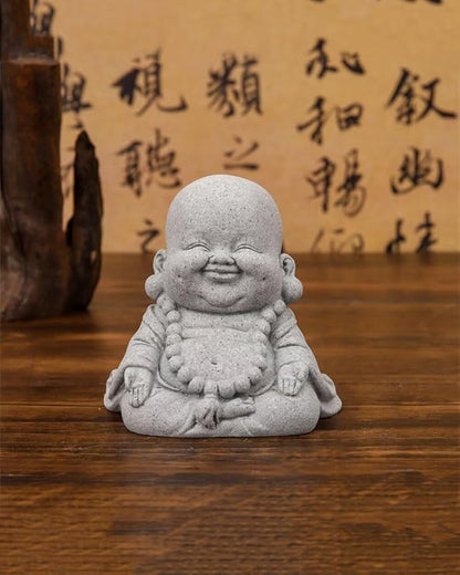 Mini Monk Buddha Statue Sandstone Statues Zen Monk Praying Statue Sculptures for Wealth Good Luck Feng Shui Decor Home Fish Tank Aquarium Garden (Style 17)