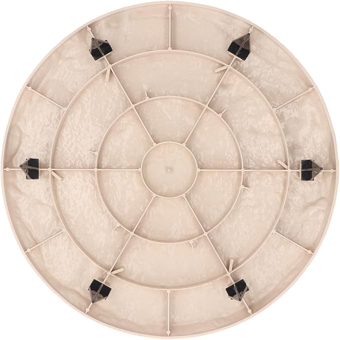 Bewinner 15.5” Circular Decorative Stepping Stones with Ground Stakes, Resin Material Stones for Outdoor Pathway Pavers Walkway Lawn Yard, (Creamy White)