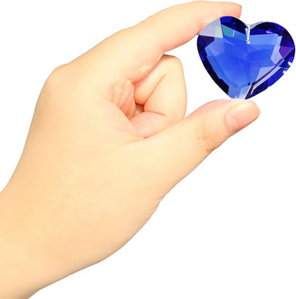 Together-life 2 Pack Heart Crystal Ball Prism Pendant, Clear Glass Crystal Suncatcher Rainbow Maker for Window, Indoor Outdoor Garden Hanging Décor(Blue)