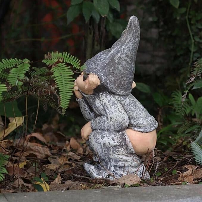 Funny Pooping Mini Statue, Naughty Resin Garden Gnome for Decor, Naked Miniature Dwarf Gnome Figurine for Home Garden Ornament