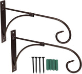 FRCOLOR Iron Wall Hanging Hook Plant Bracket for Outdoor Garden 2pcs Set, Black Decorative Flowerpot and Lantern Hangers for Patio and Indoor Use