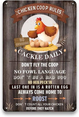 Funny Chicken Coop Signs for Outside - Metal Chicken Signs for Coop, Chicken Coop Rule Sign for Chicken Wall Yard, Farmhouse Fence Wall Deocr Accessories, Chicken Gifts for Women, 8 x 12 inch