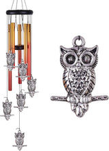 Owl Wind Chimes Outdoor/Indoor Decor - Pure Hand-Made Owl Wind-Bells, Mobile Romantic Windcatcher 28" Owl Wind Chime for Home, Xmas, Gift For Mother, Balcony, Patio, Garden Decoration(6 Owls, 5 Tubes)