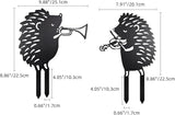 2 PCS Hedgehog Silhouette Yard Art Garden Decorative Stake Hollow Out Animals Silhouette Statue Decor, Black Hedgehog Statue Sets for Pathway, Floor, Garden, Lawn, Outdoor Decoration