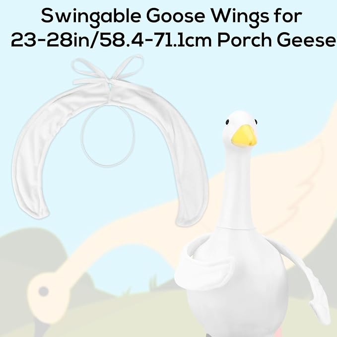 2pcs Poseable Goose Wings, Porch Lawn Goose Outfit Accessories for 23-28in/58.4-71.1cm Porch Lawn Geese Outdoor Patio Yard Decoration Accessories (White)