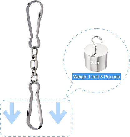 HS’s Creation 6 Pack Dual Clips Swivel for Indoor Outdoor Organization Spinning Hanger Clothline Rack Wind Chimes Spinner Prism Windsocks Hanging Plant