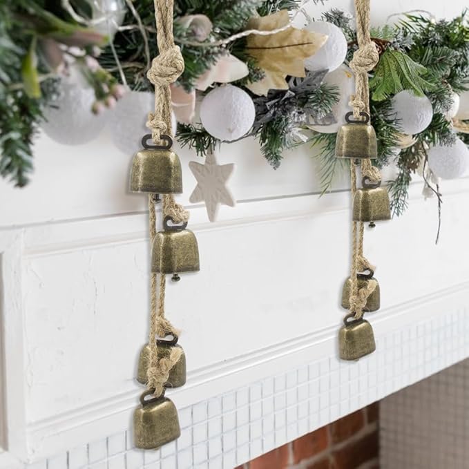Rustic Cowbell Wind Chime for Home and Garden Decor - Handcrafted Metal Bell Door Hanger with Vintage Farmhouse Style, Outdoor Porch and Wall Decoration