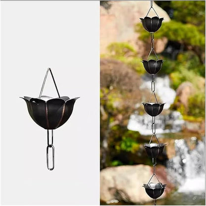 Copper Old Rain Chain for Gutters, Roof Rain Collector/Diverter, Metal Chain Type for Villa Temples(Style 2,1.5m/5ft)