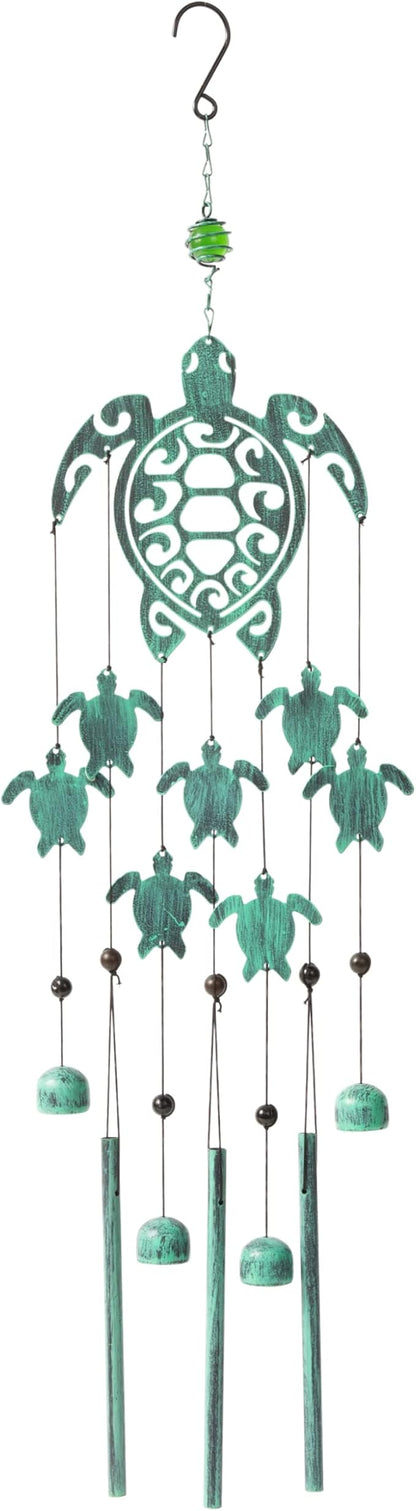 VP Home 31" H Rustic Sea Green Tribal Turtles Wind Chimes for Outside Unique Sea Turtle Windchimes for Outdoor Decoration and Garden Decoration, Gift for Women, Mom, Grandma, Unisex