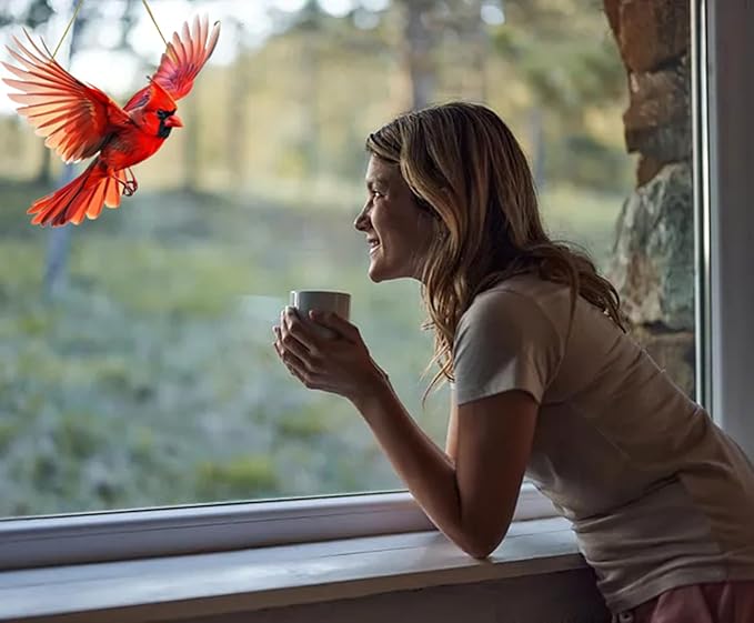 Cardinal Suncatcher Red Bird Decro Window Hanging - Acrylic Cardinal Ornaments Christmas Decorations, Cardinals Gifts for Women, Bird Lovers Indoor Outdoor Home Garden Christmas Tree Decorations