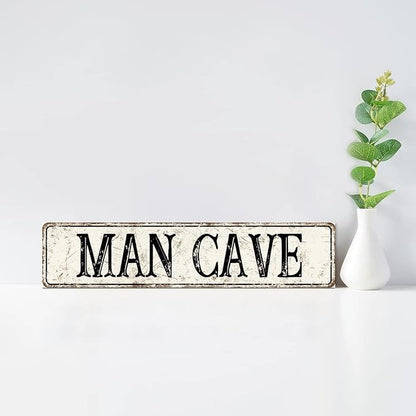 Madcolitote Personalized Man Cave Street Sign Vintage Man Cave Wood Signs Wall Decorations for Living Room Rustic Wall Art Home Decor for Home Man Cave Door Porch Garden Party 4x18in
