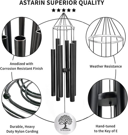 ASTARIN Personalized 30" Bereavement Wind Chimes for Outside, Memorial Gift in Remembrance of a Loved One, Sympathy Gift for Loss of Mother Father Husband, Garden Patio Decor