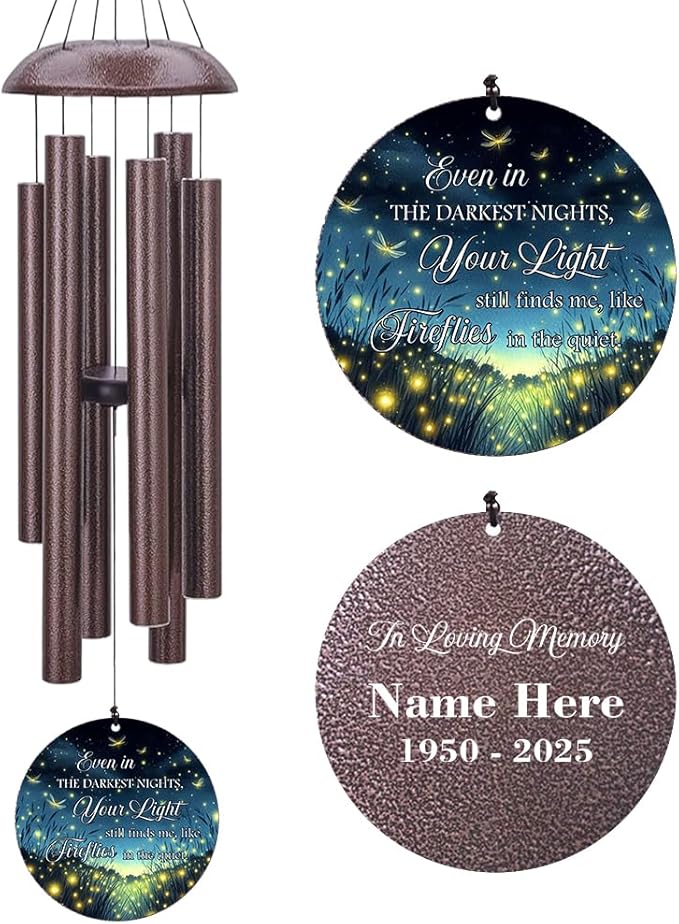 Personalized Sympathy Wind Chimes, 36inch Custom Wind Chime, Memorial Gifts for Loss of Loved One, Wind Chimes in Loving Memory of Dad/Mom, Condolences Gifts for Funeral (Produced in USA)