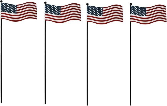 4pcs 13" H Metal American Flag Garden Stake Patriotic President Yard Signs Star&Stripes for Garden Lawn Patio Plant Pot Memorial Day 4th of July Independence Day Election Day Veterans Day Party Decor