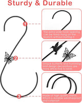 PACETAP Bird Feeders Hanger 12-Inch, 2PCS Metal Hummingbird Feeder Hook, Heavy Duty Plant Hangers Outdoor for Hanging Plants, Wind Chimes, Christmas Ornaments and More (Black)