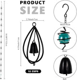 dreamysoul Rain Chains for Gutters, 10.27FT Black Teardrop Rain Chains with Bell, Rain Catcher Chains for Outside, Downspout, Eaves, Drainage