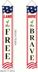 BlissYard 2Pcs Patriotic Themed Door Banners 4th of July Decorations Memorial Day Banner Hanging Porch Signs Banners for Independence Veterans Labor Day for Front Yard Indoor Outdoor Supplies