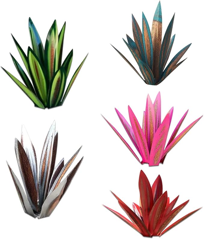 Tequila Rustic Sculpture,Rustic Hand Painted Metal Agave Plant,DIY Metal Plant Garden Yard Sculpture, Dark Red Tequila Rustic Sculpture Metal Agave Plant Iron Art Agave Sculpture Statue