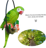 Hanging Parrot Garden Decor Resin Parrot Statue Outdoor Decor Parrot on Perch Garden Sculpture Parrot Statue Garden Sculptures for Outdoor Garden Decorations Vivid Arts Garden Ornaments Green