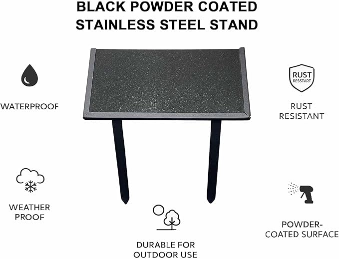 Personalized Black Granite Headstone, Tombstone 12x6 & 24x12 Memorial Grave Marker with Metal Stand, Graveyard Sign
