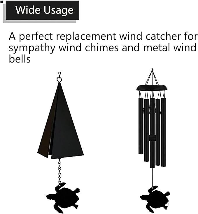 Replacement Wind Catcher, Wind Chime Sail Replacement with 16.4FT Nylon Cord, Metal Wind Chime Accessories Parts Replacement for Sympathy Wind Chimes and Wind Bells, Sea Turtle