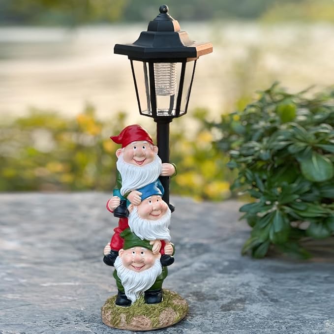 Solar Garden Gnomes Statue, Solar Gnomes Figurine Light with Welcoming Signs, for Outdoor Landscape,Lawn Courtyard, Paths Decor - Unique Gift for Grandmothers, Women,Sisters for Birthday