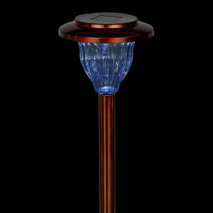 Alpine Corporation LBM174SLR-4 Solar Copper Stainless Steel Pathway LED Lights, 15" H, Bronze, Set of 4