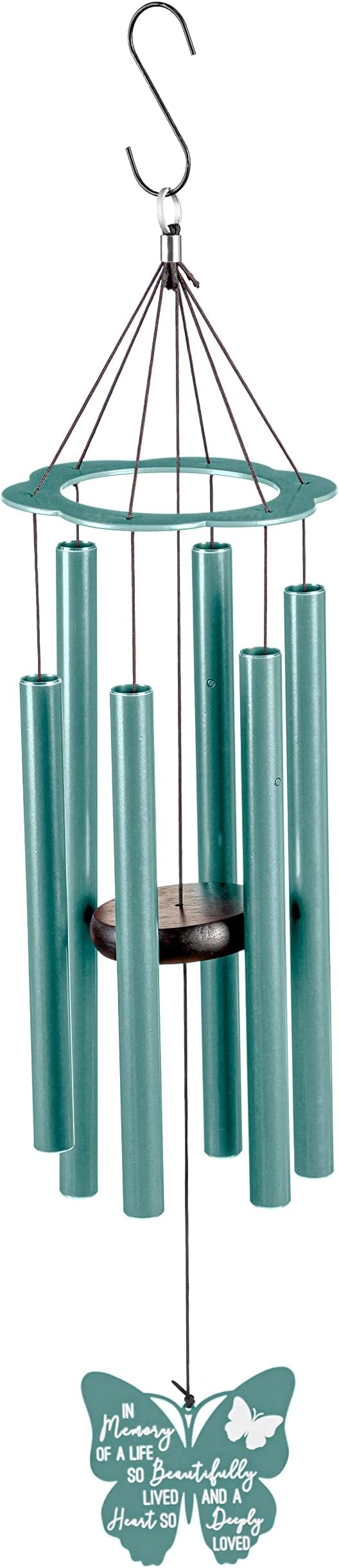 Evergreen Hand Tuned Memorial Wind Chime for Outside | in Memory of a Life| Scale of A | Deep Tone | Powder-Coated Metal | Blue | 30-Inches Tall | Sympathy Gift for Home Garden Decoration