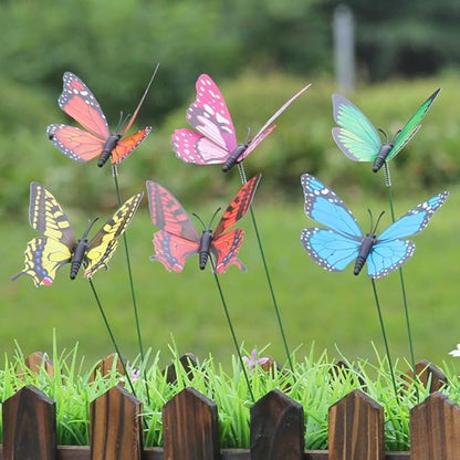 NUOBESTY 12pcs Fake Butterfly Stakes 3D Butterflies Stake for Garden Lawn Patio Yard Pathway Indoor Outdoor Ornaments (Random Color)
