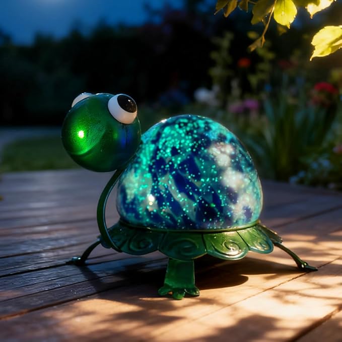 Metal Garden Statue Turtle Outdoor Decor,Luminous Turtle Statues Lawn Ornament Yard Decorations for Patio,Balcony,Yard,Lawn,Perfect Gardens Gift