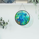 WIRESTER Stained Glass Suncatcher 6 Inch, Glass Panel with Metal Chain, Sun Catcher Window Hanging Ornament for Indoor Outdoor Wall Art Home Decoration - Sea Turtle Ocean