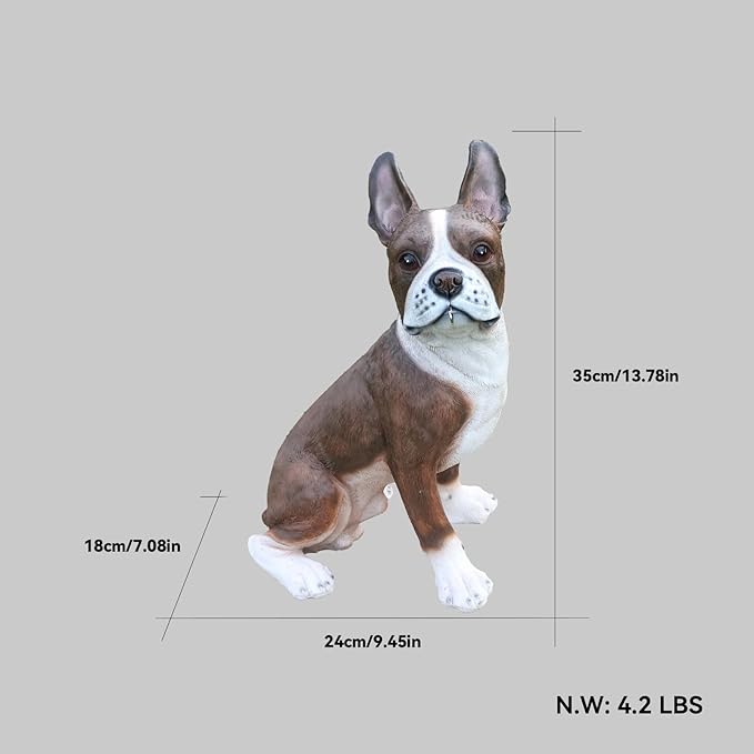 Outdoor French Bulldog Dog Statue with Interchangeable Welcome Sign and Detachable Solar Lantern –LED Light Garden Dog Sculpture Décor, Cute Puppy Design for Yard, Porch, Gift