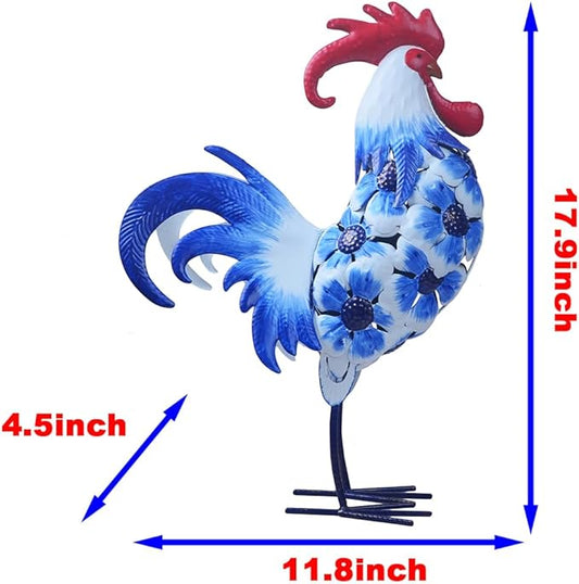 Metal Rooster Statues Creative Outdoor Garden Decoration for Patio Lawn Backyard