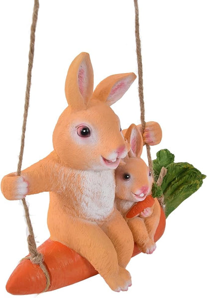 Gavigain Hanging Garden Pendant,Animal Model Rabbits Pattern Exquisitely Carved Romantic Feel Home Courtyard Decoration House Ornament