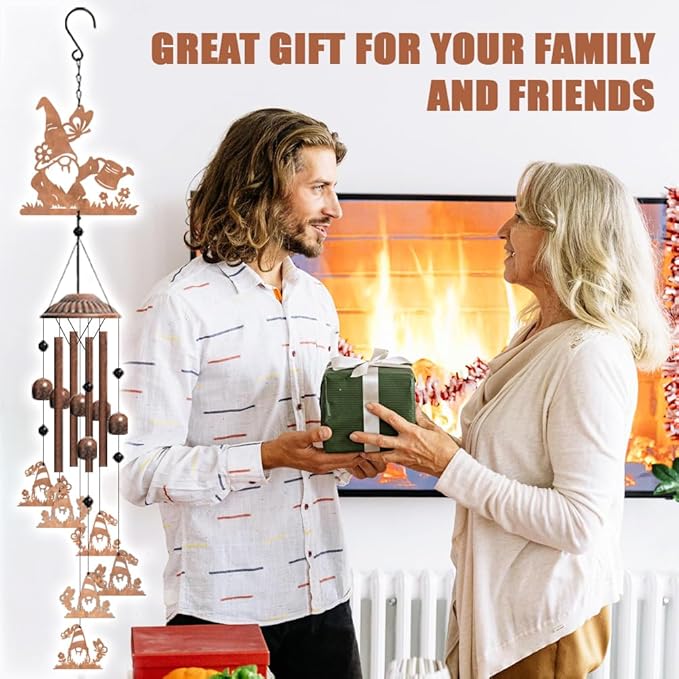 OLYCRAFT Gnome Wind Chimes Outdoors Wind Chime Sympathy Memorial Windchime Iron Windchime Memorial Presents Hanging Windbell for Patio Backyard Home Garden Pendant Decoration - 30.7 Inch