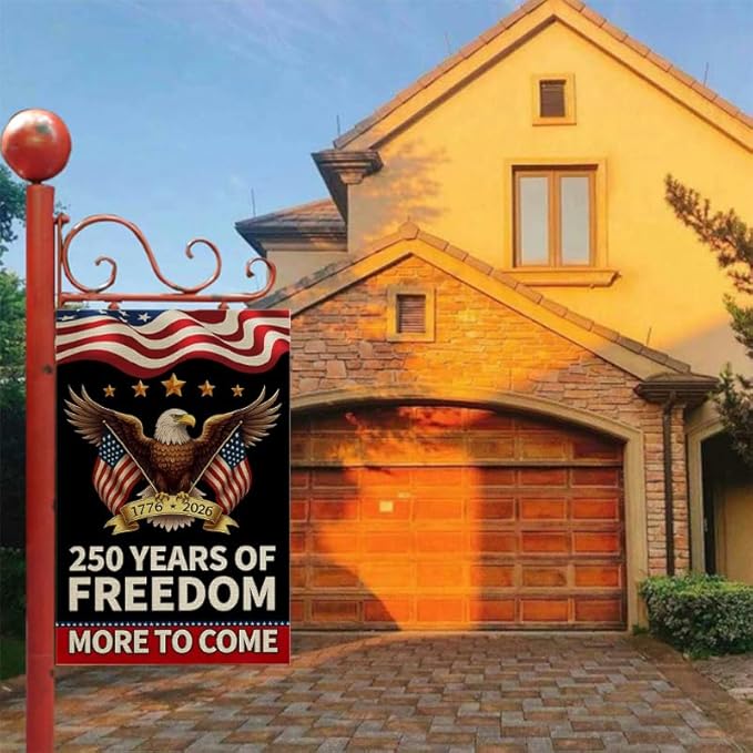 ZXvZYT 250 Years America Garden Flag,Eagle Design,USA 250th Anniversary Patriotic Design Flags Banner Double Sided Flax Outdoor Yard Decorative(12"x 18")
