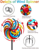 Wind Spinners Outdoor,Kinetic Wind Sculptures & Spinners, 63" Double-Side Metal Wind Spinner for Yard and Garden, Lawn Art Decorations Colorful