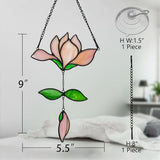 Magnolia Flower Gifts for Women Stained Glass Suncatcher for Window Hanging,Pink Flower Decor Stained Glass Sun Catcher Indoor Window,Flower Gift for Mom,Best Gifts for Teacher