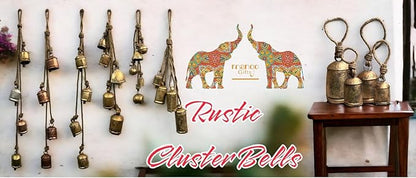 Mango Gifts Vintage Bells Hanging Chimes with Rustic Jute Rope, Tranquil Wind Chimes for Garden, Bohemian Decor, Outdoor and Patio Decoration (MGT29)