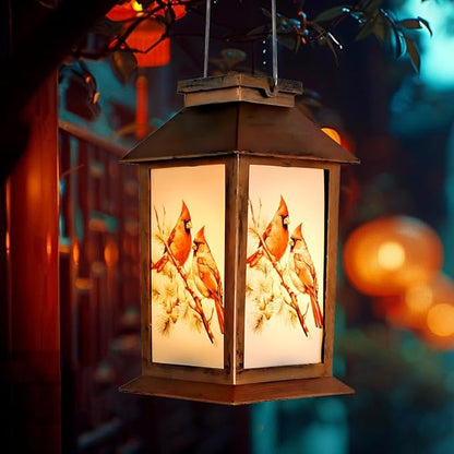 Cardinal Lantern, Lover Gifts for Mom/Grandma/Women/Sister,Solar Light Gifts Solar Lanterns Outdoor Waterproof Fairy Lights Led Mason Jar Hanging Cat Lamps Decor for Garden Yard Patio